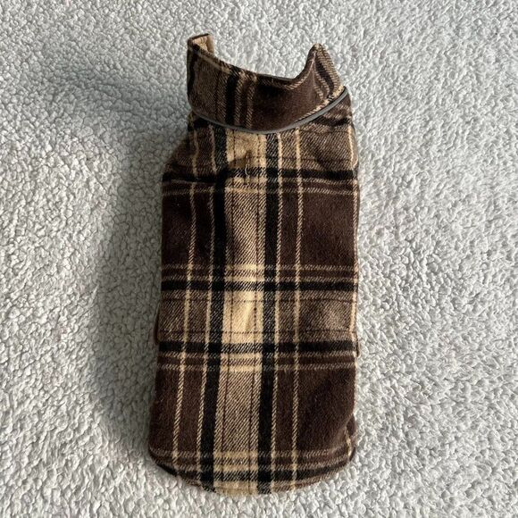 Brown Plaid Dog Jacket Size XS NWOT - Picture 1 of 4